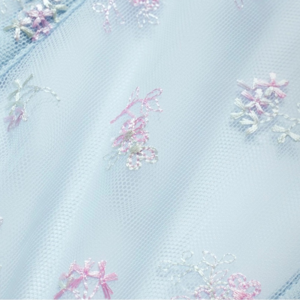 SKIMS Spring intimates Sheer Embroidered Corset Top in Light Blue pink florals - Picture 9 of 9